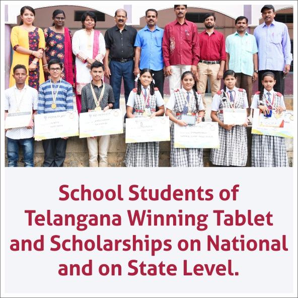 ITO School Students Of Telangana Winning Tablet And Scholarships On National And On State Level